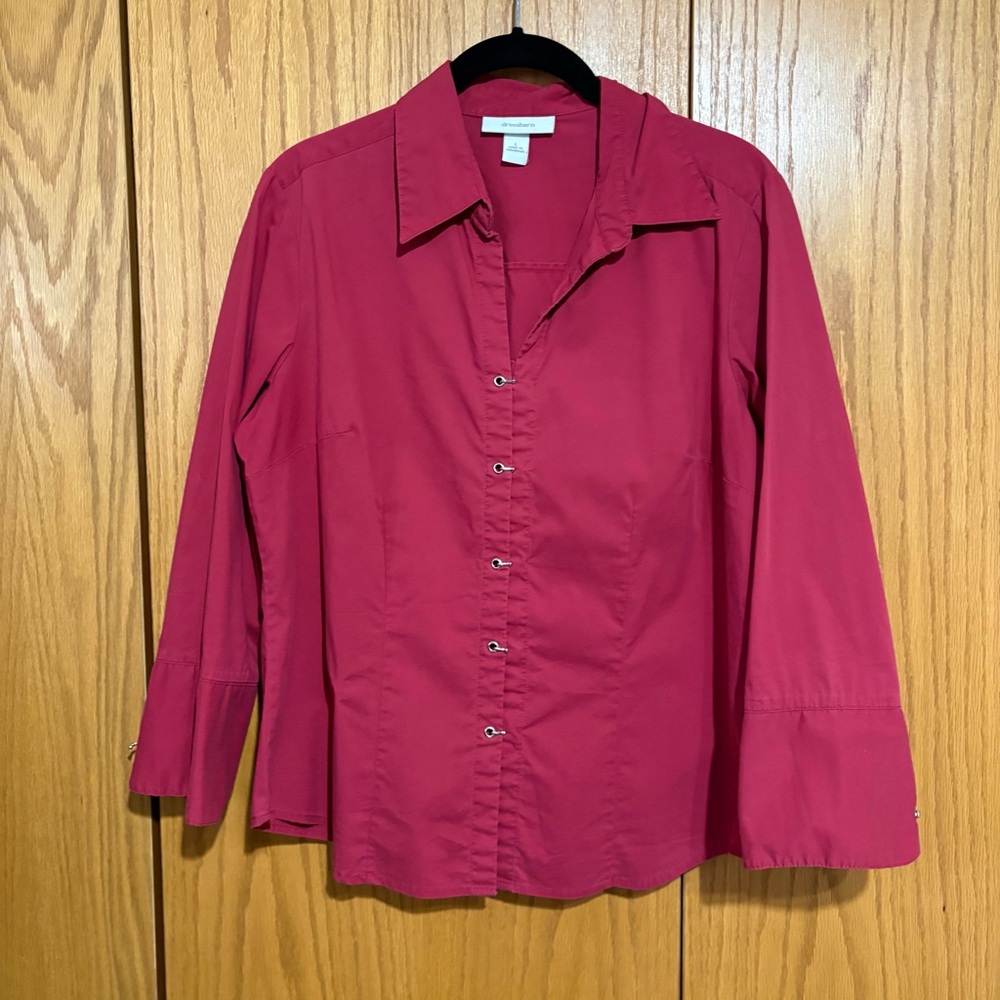 Y2K whimsigoth grommet closure button up top red long sleeve blouse 2000s goth